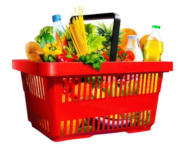 Fresh colorful whole foods grocery prep basket